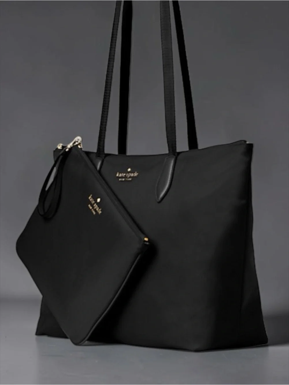 Kate Spade New York Mel Packable Tote Black Nylon Travel Bag & Pouch NWT